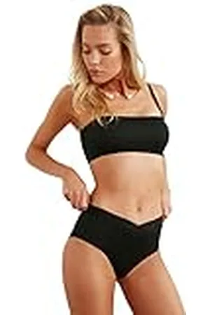 Trendyol Bikini de Cintura Alta con Corte en V Texturizado Six Parte Inferior, , 62 para Mujer