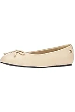 Tommy Hilfiger Essential Leather Ballerina FW0FW07768, Bailarinas Mujer, Beige (White Clay), 37 EU