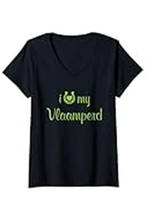 Hip Mujer Entrenador de equitación I Love My Vlaamperd Horse Equestrian Show Camiseta Cuello V