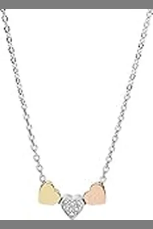 Fossil Necklace For Mujeres Vintage Motifs, 40.6 Cm Length, 5.1 Cm Extension Tri-Tone Stainless Steel Necklace, JF02856998