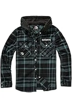 Brandit Maiden Check Shirt Hooded EDDI, color: black-gree, size: L