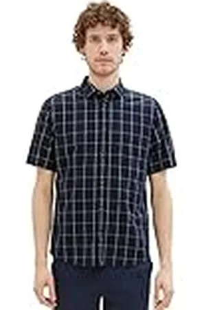 TOM TAILOR 1036220 Camisa, 31791-Navy Check, L para Hombre