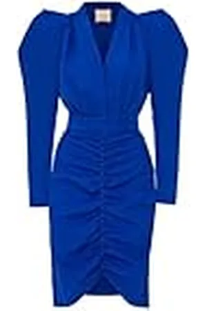 Swing Laura | | S Swing Moda Mujer Elegante Fiesta Coctel Noche Negocios Festivo | Vestido lápiz | ceñido | Cuello en V | Longitud de la Rodilla | Manga Larga | Azul (36)