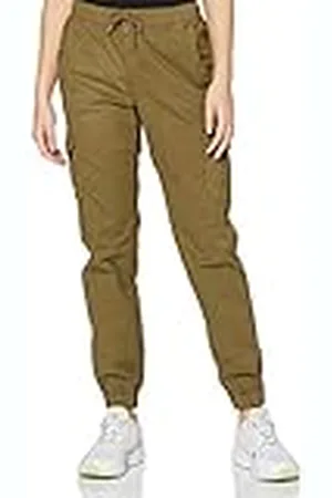 Urban classics Ladies High Waist Cargo Jogging Pants Pantalones, Verde Oliva, S para Mujer