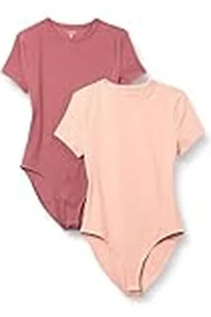 Amazon Body Tipo Camiseta de Corte Entallado en Punto de algodón elástico Mujer, Pack de 2, , XXL