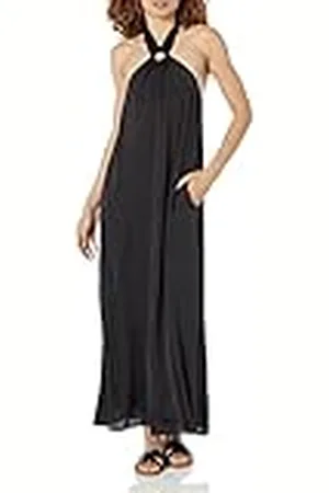 THE DROP Shaana Vestido Largo a Rayas con Cuello Halter para Mujer, , XXL, Talla Grande
