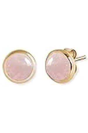 Engelsrufer Pendientes para mujer de plata de ley con piedra de cuarzo rosa, cierre de ranura, sin níquel, 10 mm, Ø10 mm, Plata de ley, Cuarzo