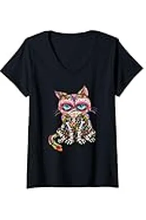 Grumpy Cat Mujer - Día de Muertos - Día de Los Muertos Camiseta Cuello V