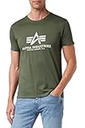 Alpha Industries Basic Camiseta, Verde (Dark Olive-142), XXL para Hombre