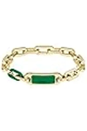 Lacoste CREW Collection 2040370 - Pulsera de cadena para hombre en oro amarillo con placa grabada, talla única, Acero inoxidable, No es una piedra preciosa