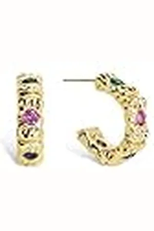 SINGULARU Pendientes Aro Sand Colors. Latón con Acabado en Baño de 18Kt y Circonitas. Cierre Tuerca a Presión. Joyas para Mujer