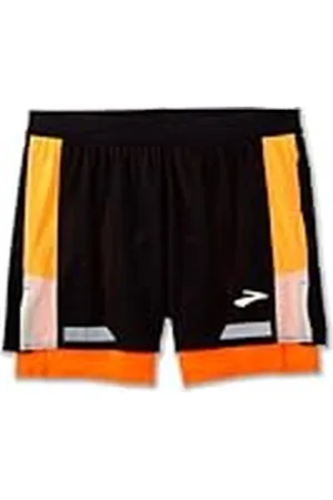 Brooks 211517080 Run Visible 5" 2in1 Short 2.0 Shorts Hombre Black/Ecru/Fluoro Flash Tamaño 40