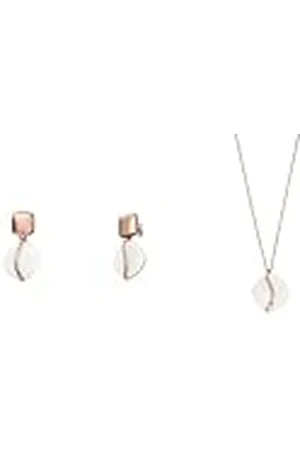 Skagen Pendientes y Collar Mujer Sofie Sea Glass, Acero Inoxidable Dorado Rosado, Set