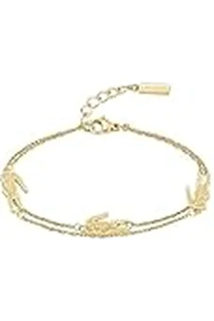 Lacoste Pulsera de Doble Cadena para Mujer Colección CROCODILE en Oro Amarillo con Charms en forma de Cocodrilo - 2040470