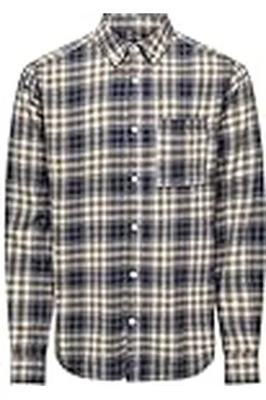 Only & Sons Camiseta Onsral LS Slim Check Camisa Casual, Canguro/Checks: Dress Blues, XXL para Hombre
