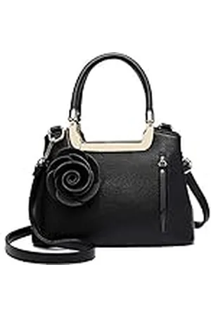 MISS LULÙ Bolso Bandolera de Piel sintética con asa Superior para Mujer,Elegante Bolso de Hombro con diseño de Flores