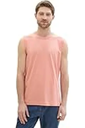 TOM TAILOR 1041815 Camiseta de Tirantes básica con Texto Impreso, 12642-Hazy Coral Rose, XL Hombres