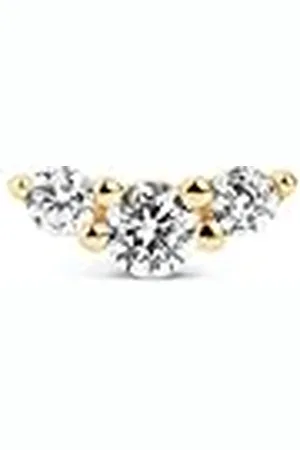 SINGULARU Pendiente Suelto Freesia Spark. Plata de Ley 925 con Acabado Baño de de 18 Kt. Cierre Tuerca a Presión. Joyas para Mujer