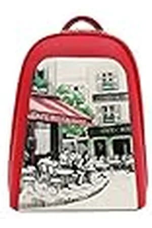 Dogo Femme Cuir Vegan Rouge Fait Main et Mode Sac à dos - La Vie Parisienne Motif