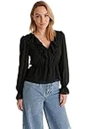 NA-KD Frill V-Neck Chiffon Blouse Blusas, , 44 para Mujer