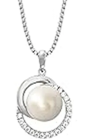 JOOP! Collar con colgante collar de de ley 925 para señoras, con sintetizador de circonitas, con perla cultivada de agua dulce, 42+3 cm, , Viene en caja de regalo de joyería