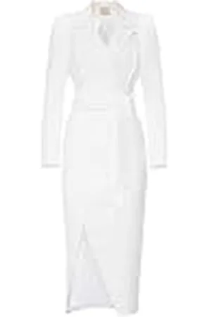 Swing Moss | | M Midi Mujer Elegante Festivo Noche Novia Fiesta Traje | Vestidos de Coctel | Manga Larga | Blanco | 38