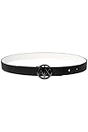 Armani Exchange Cinturón con Hebilla con Logotipo Circular, Negro/Blanco, S para Mujer