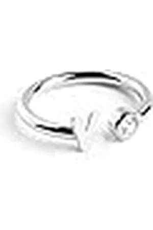 SINGULARU Anillo Personalizado Letter Spark . Ajustable. de Ley 925 con Acabado Baño de Rodio. Talla Unica. Joyas para Mujer. Letra V
