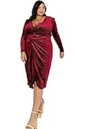 Lovedrobe Womens Ladies Plus Size Midi Dress Faux Wrap V Neckline Velvet Leopard Pattern Long Sleeve Curve Big and Tall Vestido, , 24 para Mujer