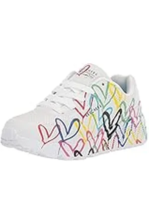 Skechers 314064L WMLT, Zapatillas, White Synthetic/Multi Trim, 34 EU