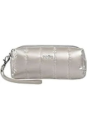 TOTTO Neceser Mujer, Modelo Verona, Dimensiones 18.5 x 10 x 7.5 cm, con 2 Compartimentos, para Maquillaje y Productos de Aseo, Gran Capacidad, Asa para Transportar, Color Beige Metalizado