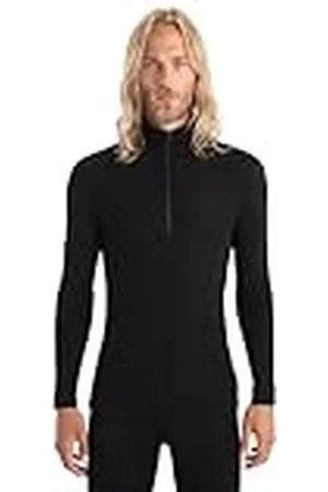 Icebreaker Mens 175 Everyday LS Half Zip Camiseta Térmica para Hombre, Hombre, Black, S