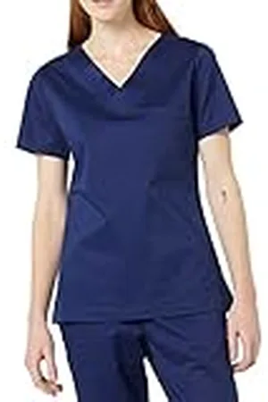Amazon Top de corte clásico con cuello de pico y manga corta (disponible en tallas grandes), ideal para sanitarios Mujer, , XS