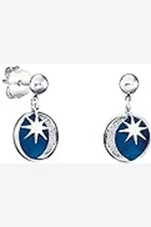 Engelsrufer Pendientes para mujer con sol, luna y estrellas, de de ley con esmalte azul, cierre de ranura, sin níquel, 17 mm, Ø 10 mm, de ley, No es una piedra preciosa