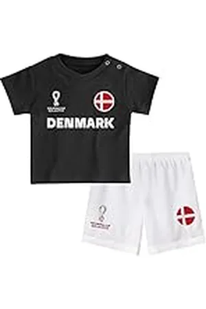 FIFA Unisex Kinder Official World Cup 2022 Tee & Short Set, Toddlers, Denmark, Alternate Colours, Age 4, White, Large