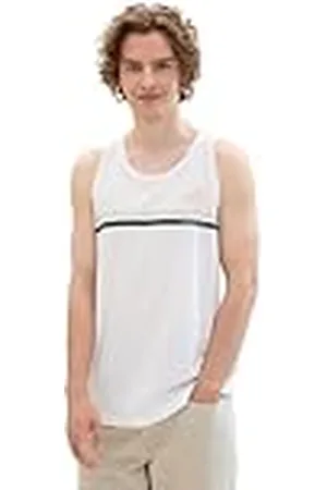 TOM TAILOR 1042073 Camiseta de Tirantes de Verano con Logotipo Impreso, 20000-White, S Hombres