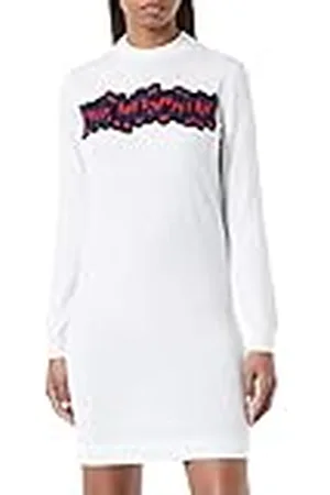 Moschino Logotipo de Rayas Jacquard Intarsia On The Front Vestido, Blanco óptico, 40 para Mujer