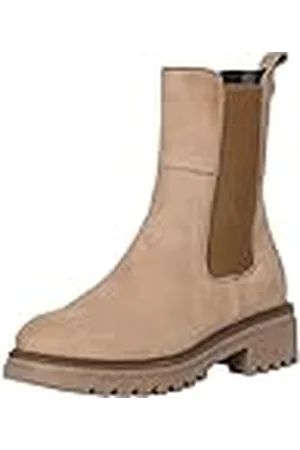 Tamaris Mujer Botines, señora Botas Chelsea,TOUCHit,Botas,Medias Botas,botín,Bota de Deslizamiento,Plano,Taupe Nubuc,38 EU