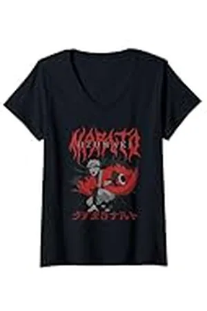 Naruto Mujer Shippuden Red Heavy Metal Anime Camiseta Cuello V