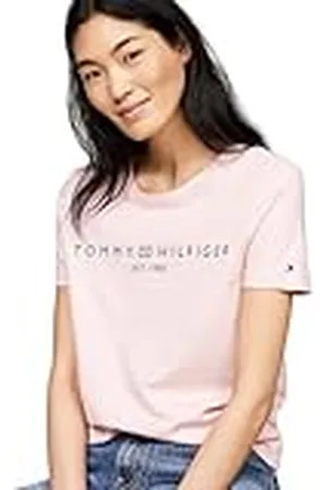 Tommy Hilfiger REG Corp Logo C-NK SS WW0WW40276, Camisetas de Punto de Manga Corta, Mujer, , XXS