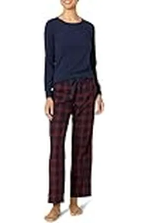 Amazon Conjunto para Dormir Ligero con Pantalón de Franela y Camiseta de Manga Larga Mujer, , XXL