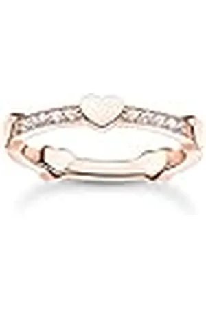 Thomas Sabo Anillo Pavé con corazones de plata de ley 925, plata de ley 750, chapado en oro rosa TR2391-416-14, 60, Plata de ley, Zirconia cúbica