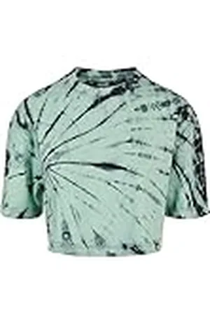 Urban classics Tb4527-ladies Oversized Cropped Tie Dye tee Camiseta, Black/Ghostgreen, 4XL para Mujer