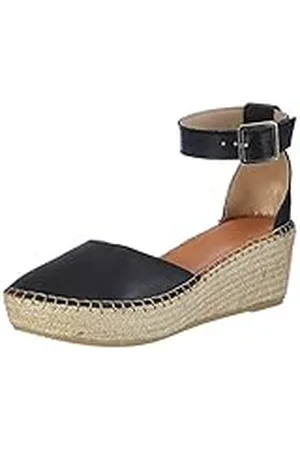 SELECTED Sfabie Leather Wedge Sandal, Sandalias con Tira de Tobillo Mujer, (Black), 41 EU