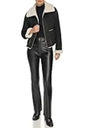 DKNY Short Zip Front Faux Shearling Coat Añal, , M De Las Mujeres