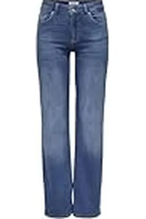 ONLY Vaqueros de Mujer Straight Fit Cintura Media Bolsillos prácticos Cierre de Cremallera, Color: , Talla:L / 32L, Largo de la Pierna:L32