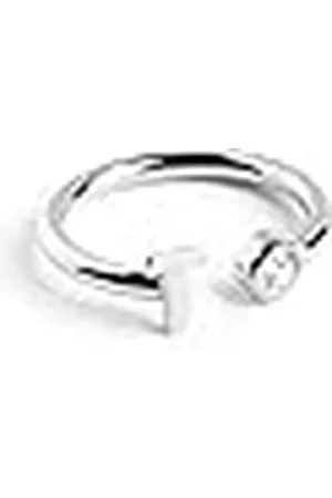 SINGULARU Anillo Personalizado Letter Spark . Ajustable. de Ley 925 con Acabado Baño de Rodio. Talla Unica. Joyas para Mujer. Letra T