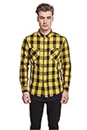 Urban classics Camisa de cuadros de manga larga clásica, con 2 bolsillos en el pecho, cierre abotonado, ajuste holgado, dobladillo redondeado, distintos colores, tallas S - 5XL