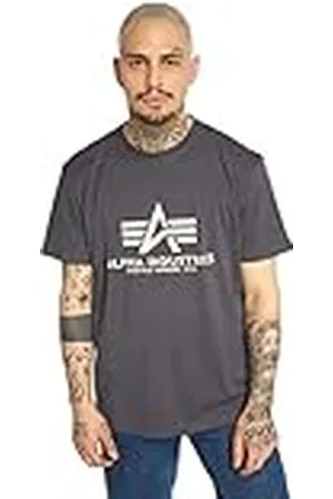 Alpha Industries Basic Camiseta, Hombre, Gris (Grey/Black), 3XL