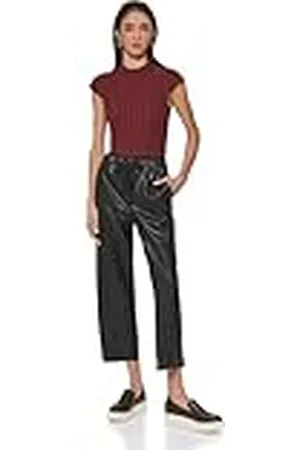 DKNY Mantequilla PU Wide Leg Trousers Pantalones Casuales, , XS para Mujer